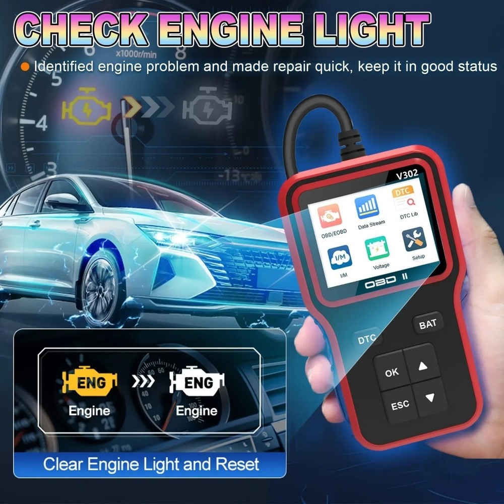 OBD2 Scanner Car Code Reader Diagnostic Tool EOBD Check Engine Light Live Data