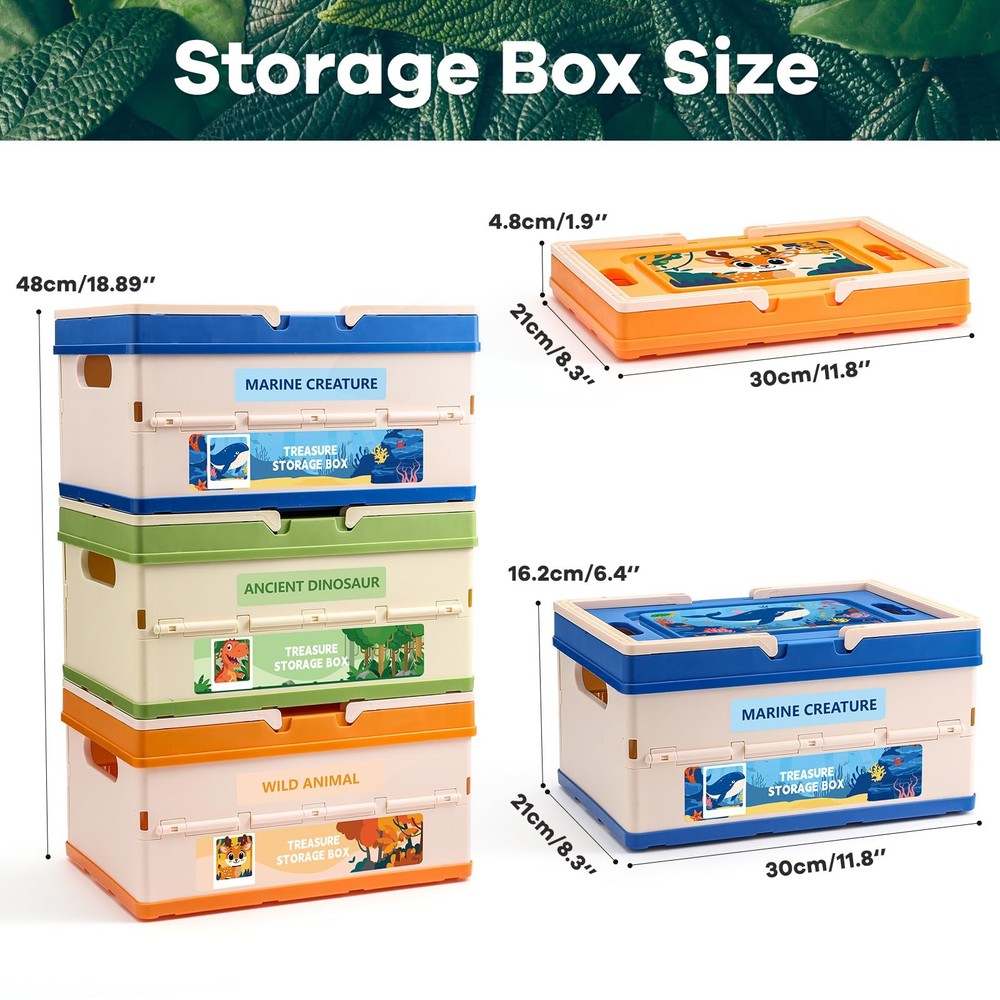 3 Pack Storage ,Organizers and Storage with Lid, with Handle,Stackable Storag...