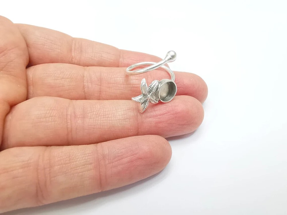 Starfish Ring Blank Setting, Cabochon Mounting, Adjustable Resin Ring Base Bezel