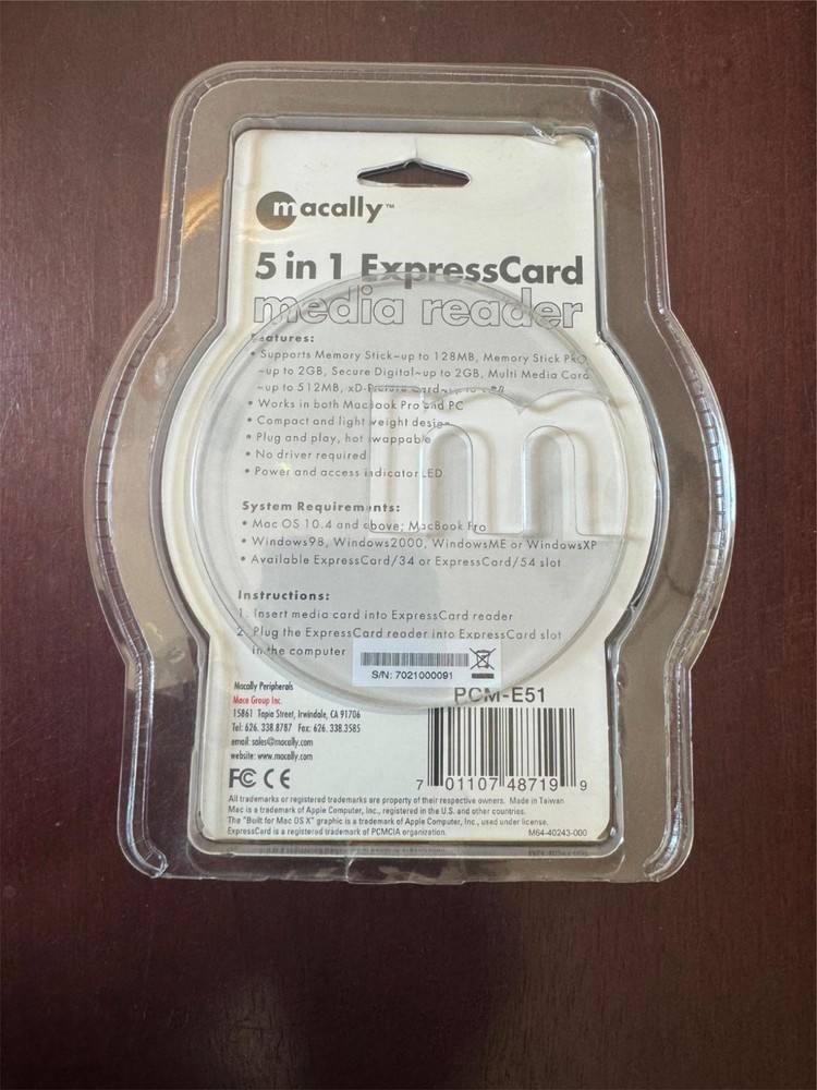Macally 5 in 1 ExpressCard Media Reader PCM-E51