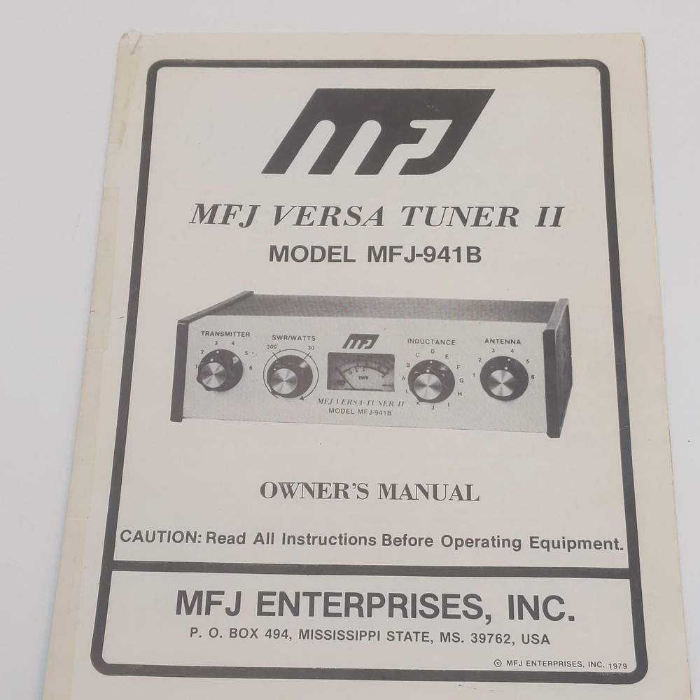 MFJ-941B Versa Tuner II Manual, Original