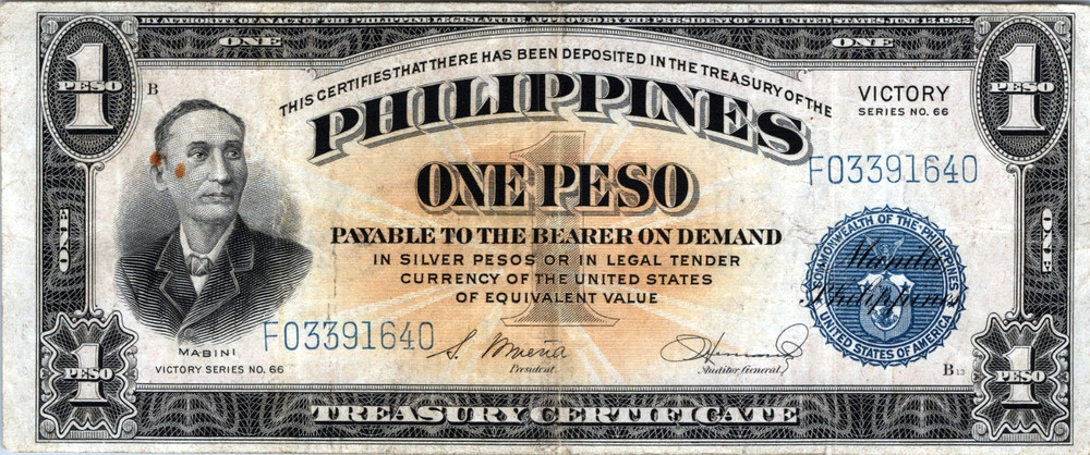 Philippines 1 Peso 1944 Pick# 94 XF