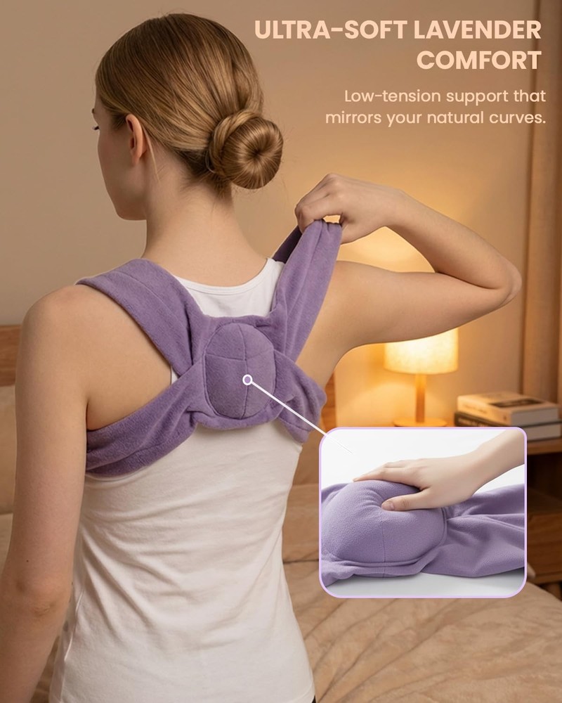 ® Sleep Upper Back Brace Posture Corrector for , Ultra-Soft Lavender Back Str...