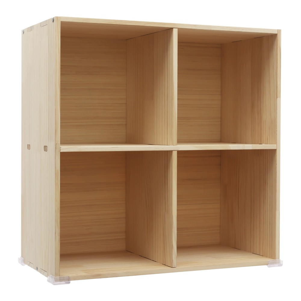 2 Tier Solid Wooden Bookcase Cube Organizer Freestanding Shelves Display Cabinet