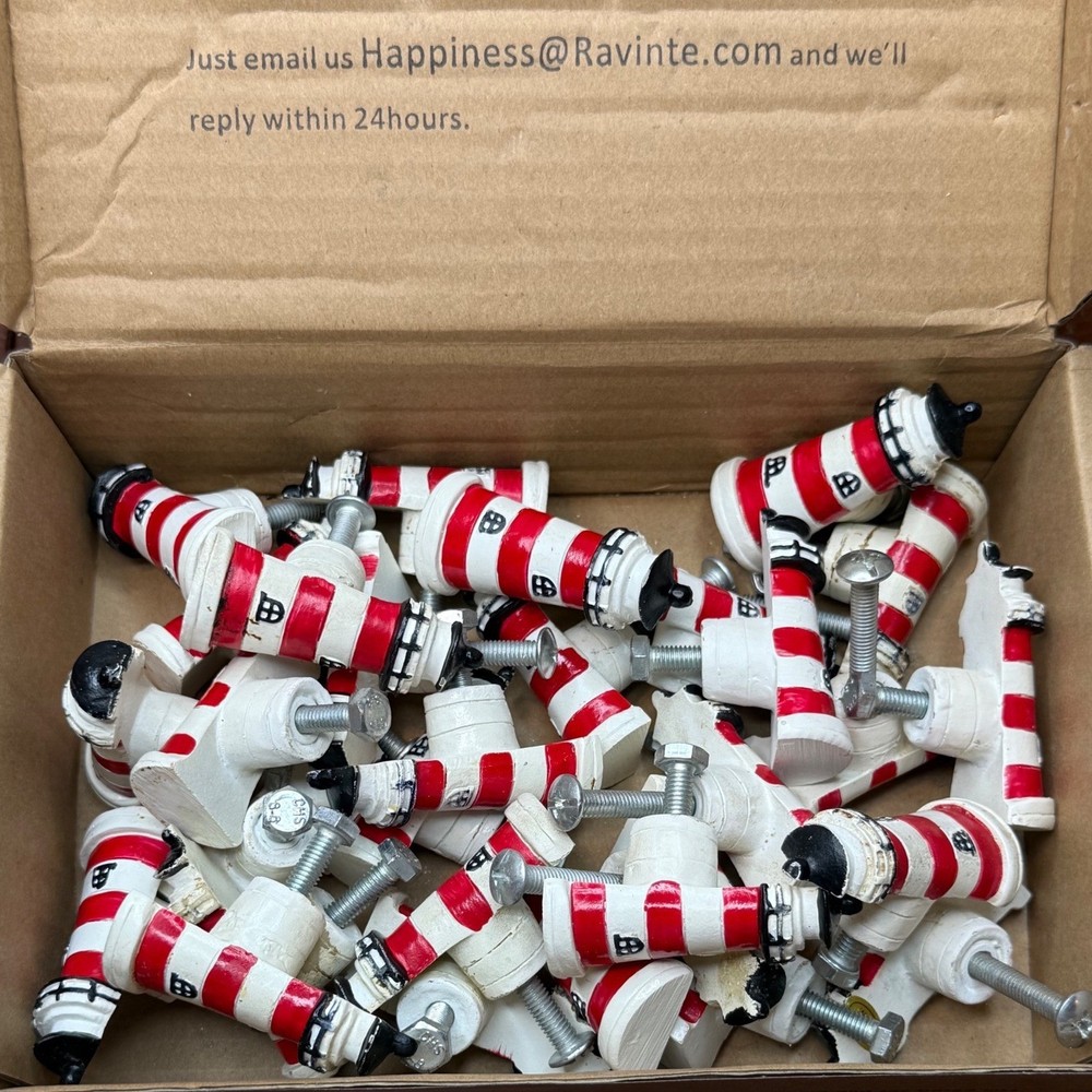 Ravinte Lighthouse Cabinet Knobs Red White Nautical Coastal Drawer Pulls Set 30