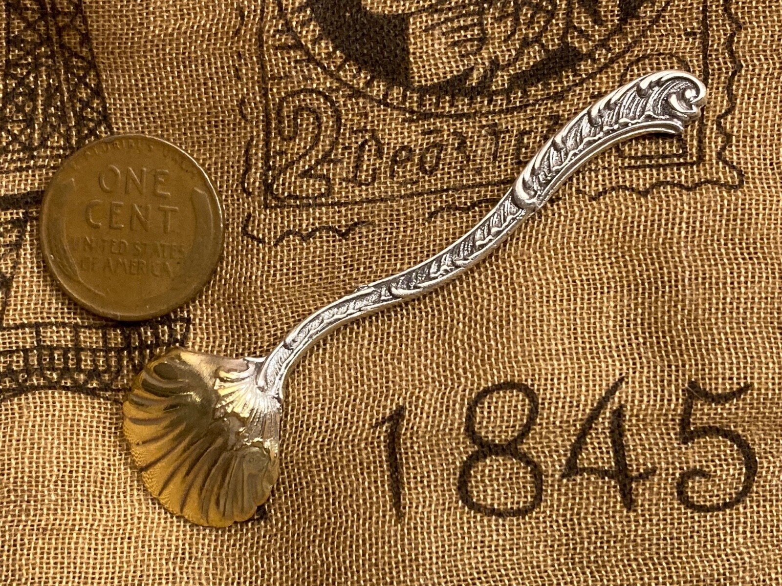 Exceptional sterling silver French Ravinet & Denfert open salt spoon gilt bowl