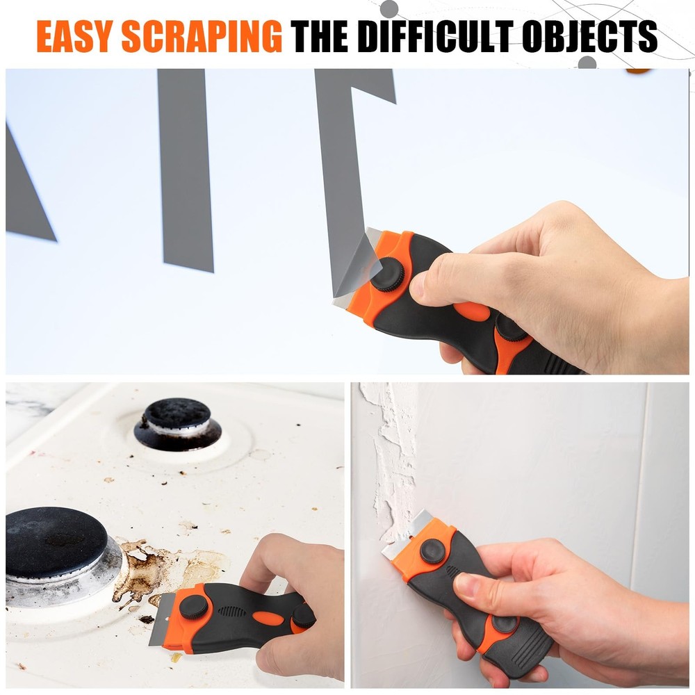 Feoqibu 7 Pack Razor Blade Scraper Tool, Scraper, Paint Black