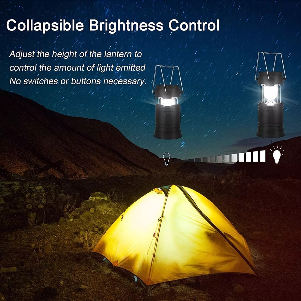 Portable Solar LED Camping Lantern Waterproof Rechargeable Emergency Flashlight