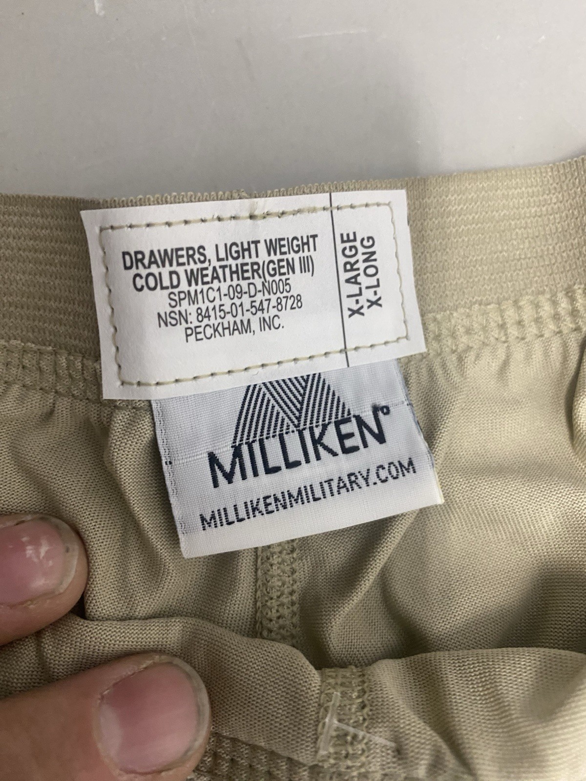 New US Military Milliken Drawers Light Silk Weight Long John Pants XL X-Long