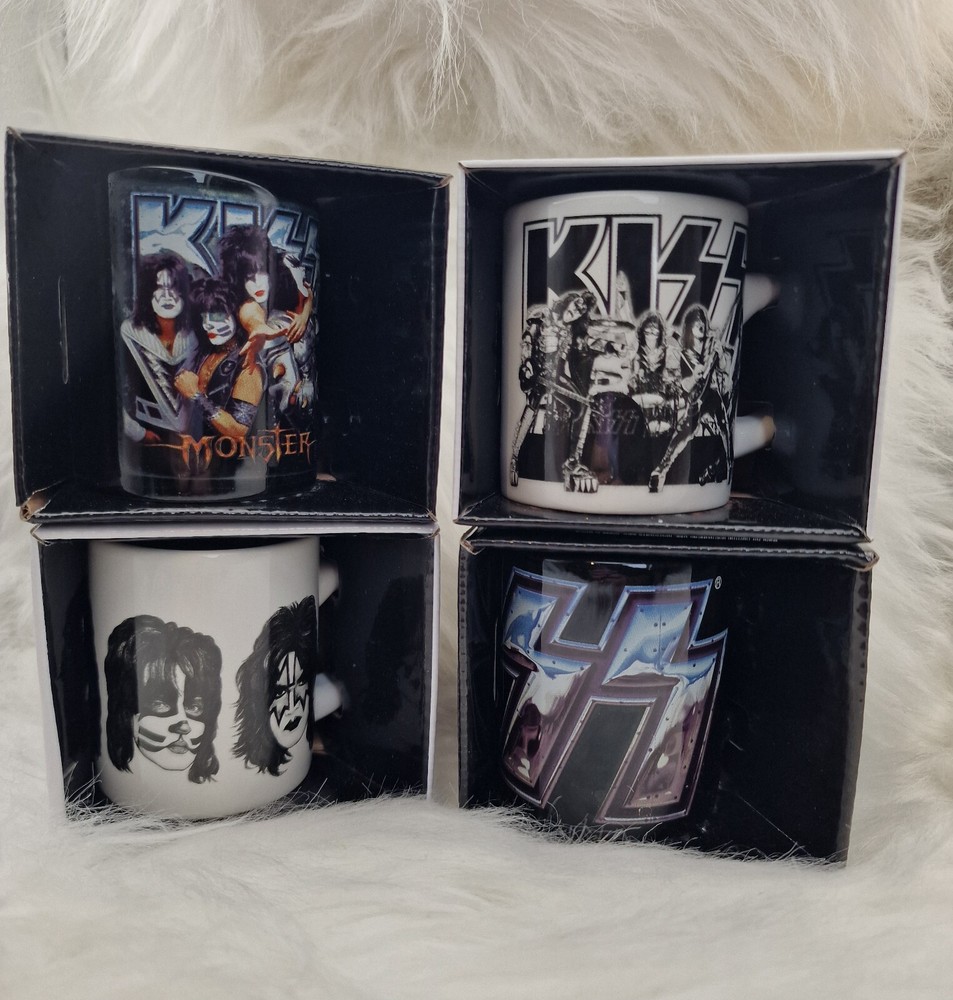 KISS band Mini 4oz Espresso Coffee Cup Ceramic Mug Set of FOUR