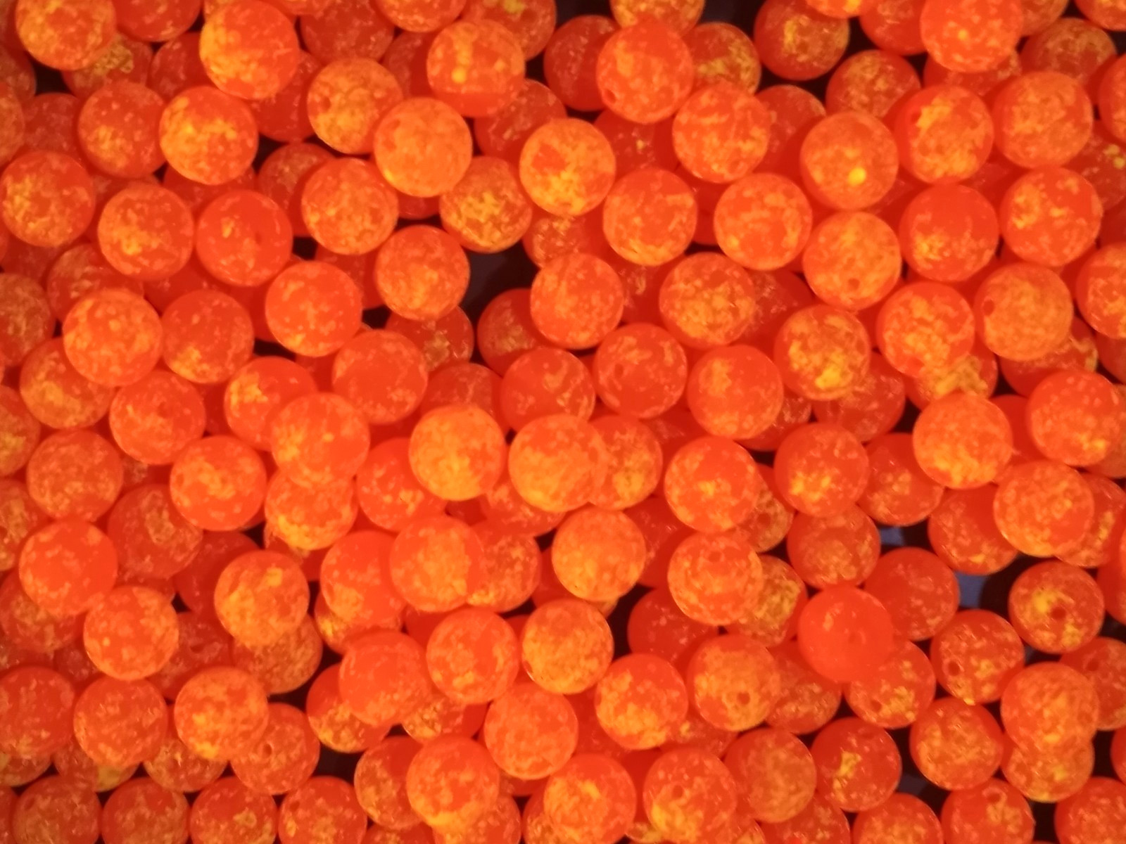 BLAZE ORANGE/SPECKLED YELLOW UV Trout Steelhead Beads 6mm, 8mm, 10mm, 12mm Sizes