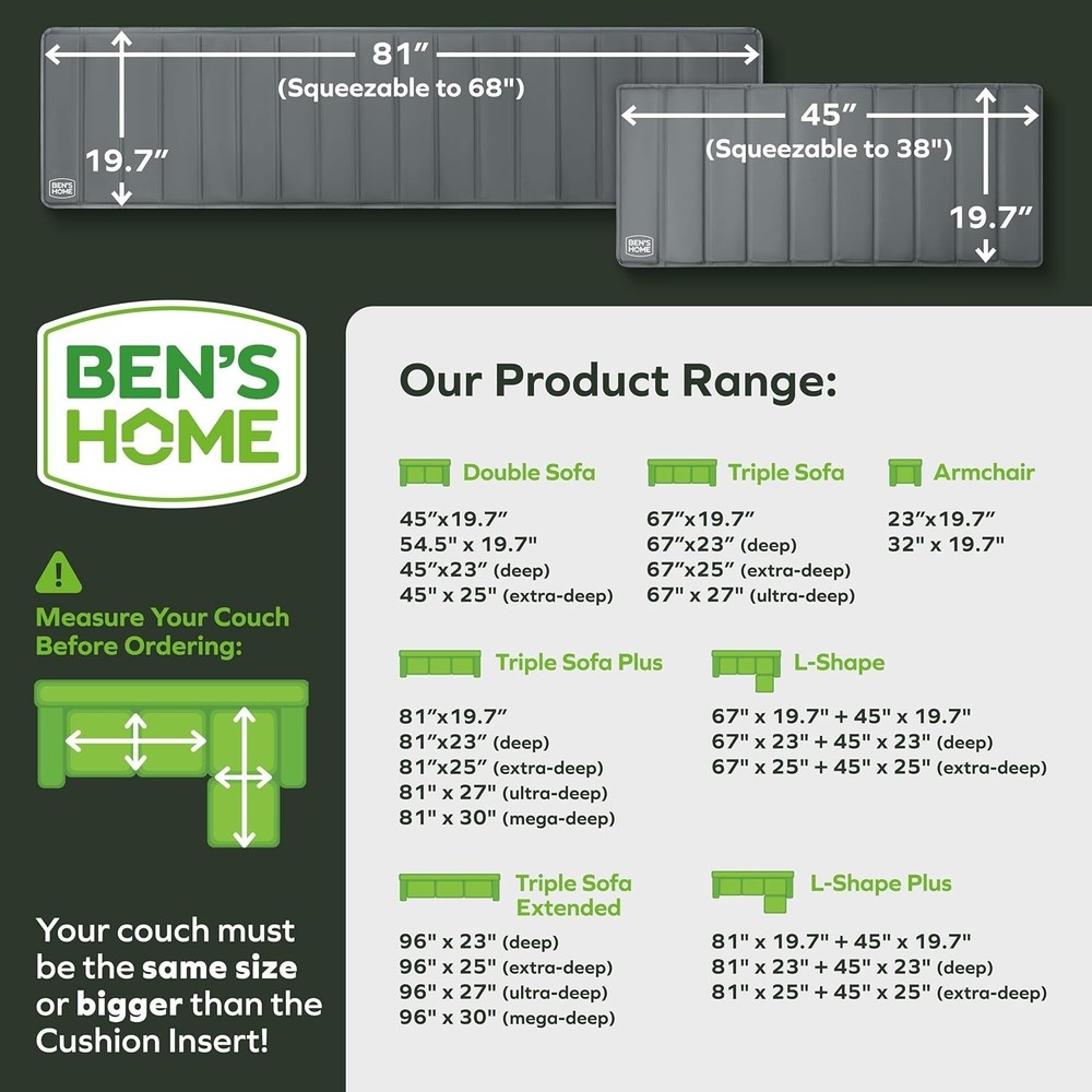 400 LB Capacity Couch Cushion Support - Easy Installation