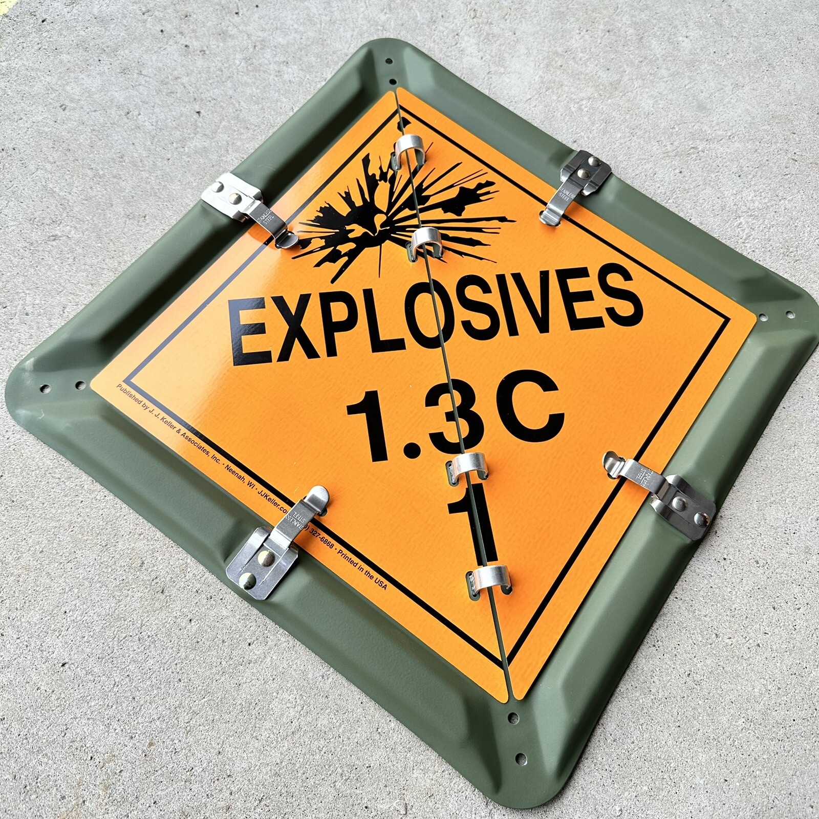18.5” Full Metal EXPLOSIVES 1.3C US Military Placard Ordinance Truck Hazard Sign
