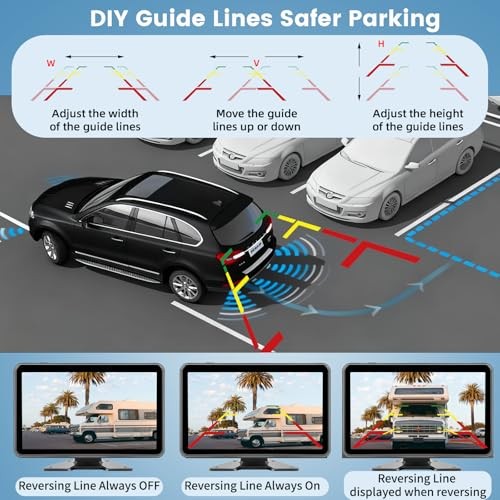4 Wired Backup Camera System: 10.1" 1080P Touch DVR Recording Quad Split
