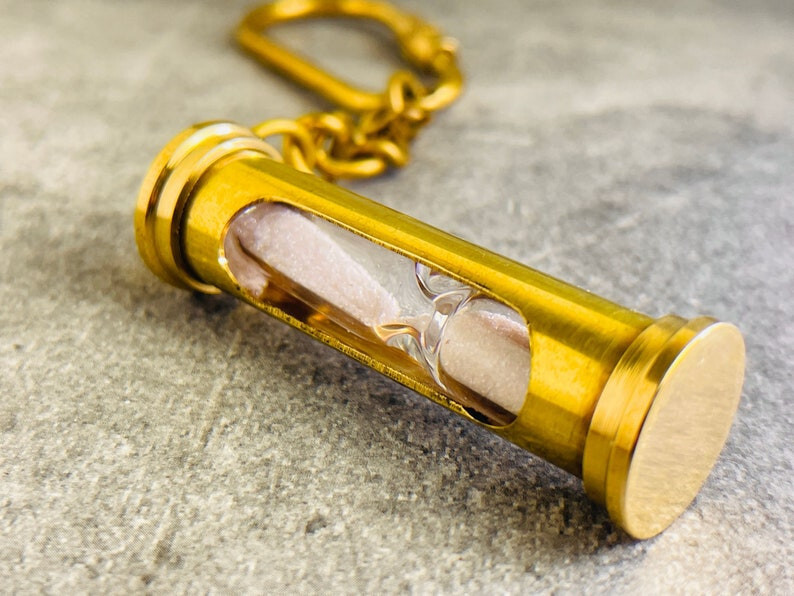 Nautical Brass Sand Timer Keychain - Unique Hourglass | Fully Functional | Gift