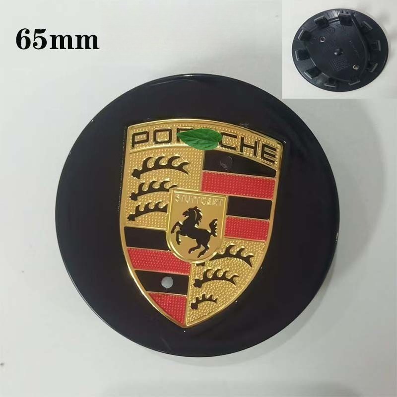 Porsche Wheel Center Cap, Glossy Black, Shiny Silver, Original Style,Hood Emblem