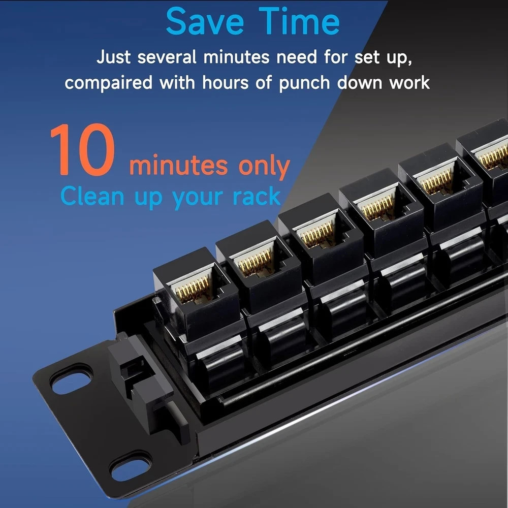 24 Port Rj45 Patch Panel Cat6 Feed Through Coupler Network Patch Panel 19 Inch I