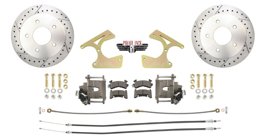1963-1987 Chevy C10 Rear Disc Brake Kit, Drilled & Slotted 5 Lug Bolt Pattern