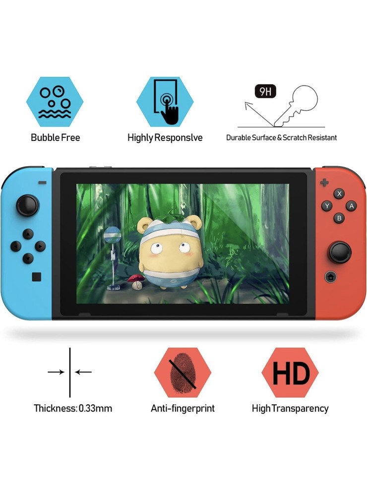 Tempered Glass Screen Protector Compatible with Nintendo switch 3 Pack