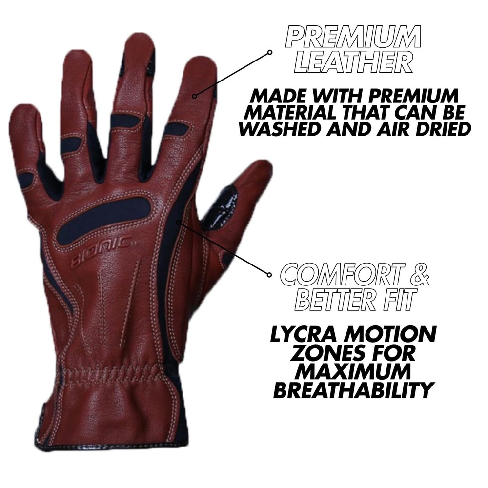 Bionic Mens Tough Pro with Natural Fit Premium Leather Work Gloves Large,