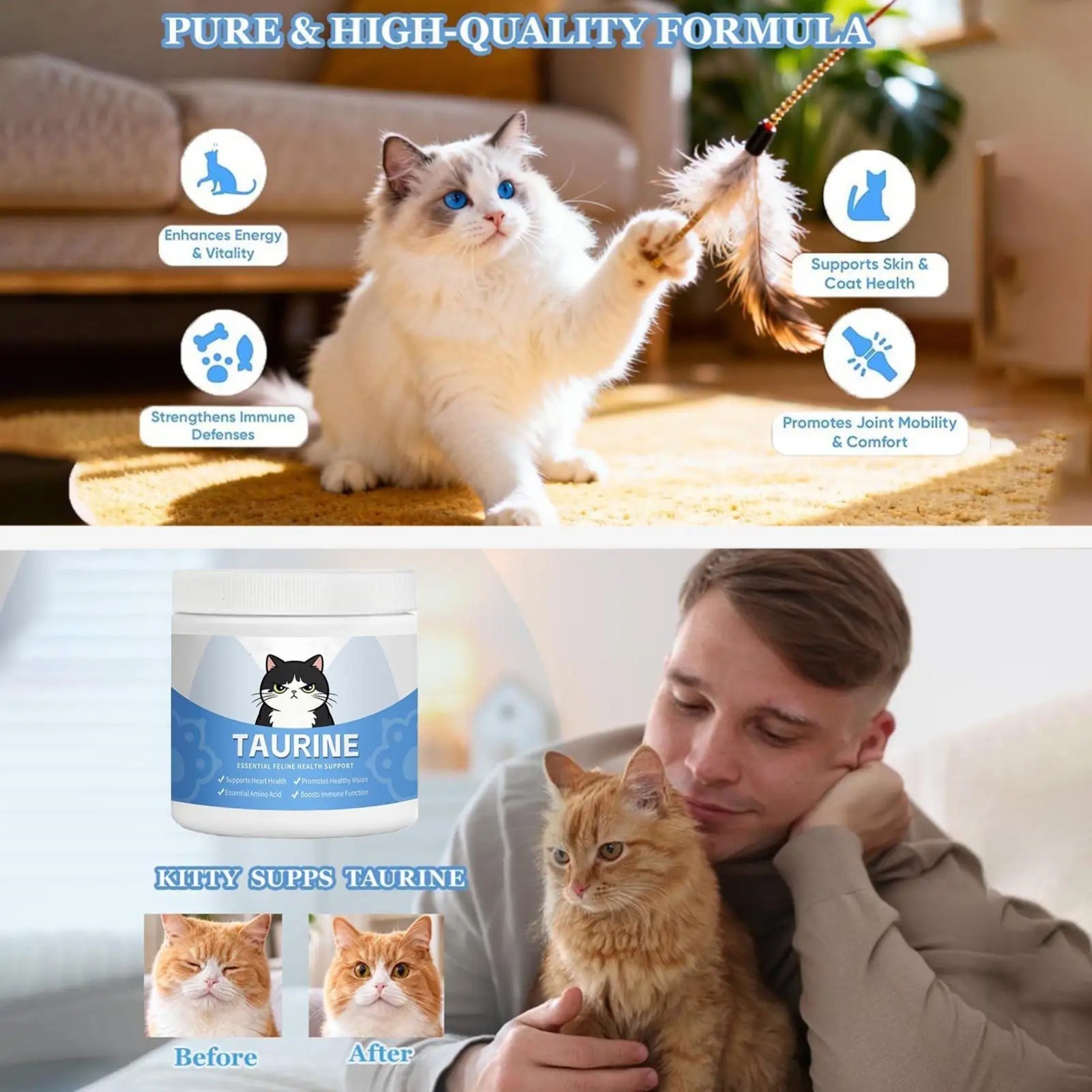 Kitty Supps Taurine for Cats, Kittysupps Taurine Supplement Immune Support