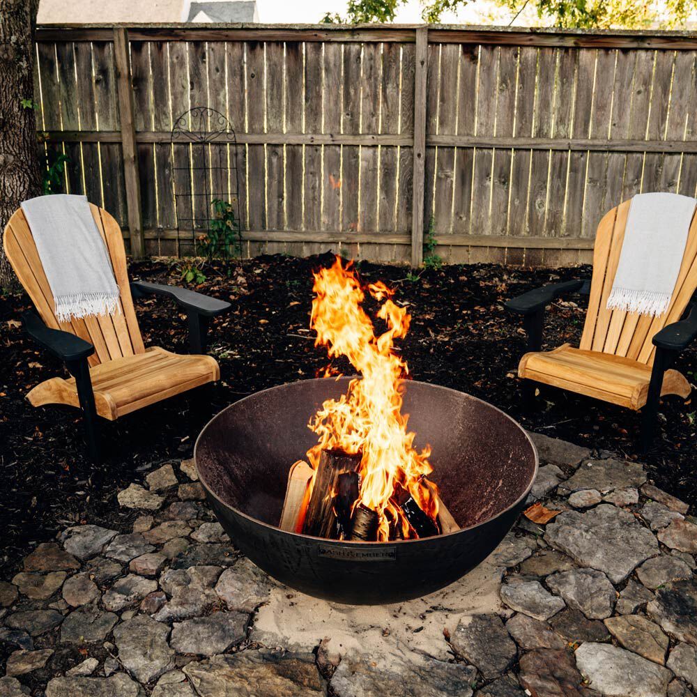 Ash & Ember 42" Hemisphere Fire Pit, Wood Burning Backyard Fireplace
