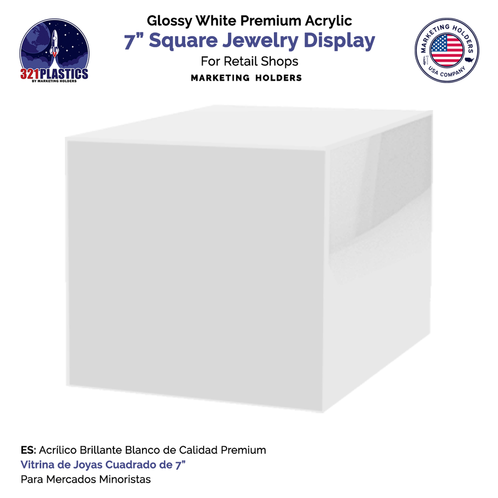 7" Square White Acrylic Retail Display Box