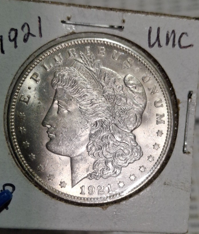 1921 Morgan Dollar, 90% Silver, Uncirculated