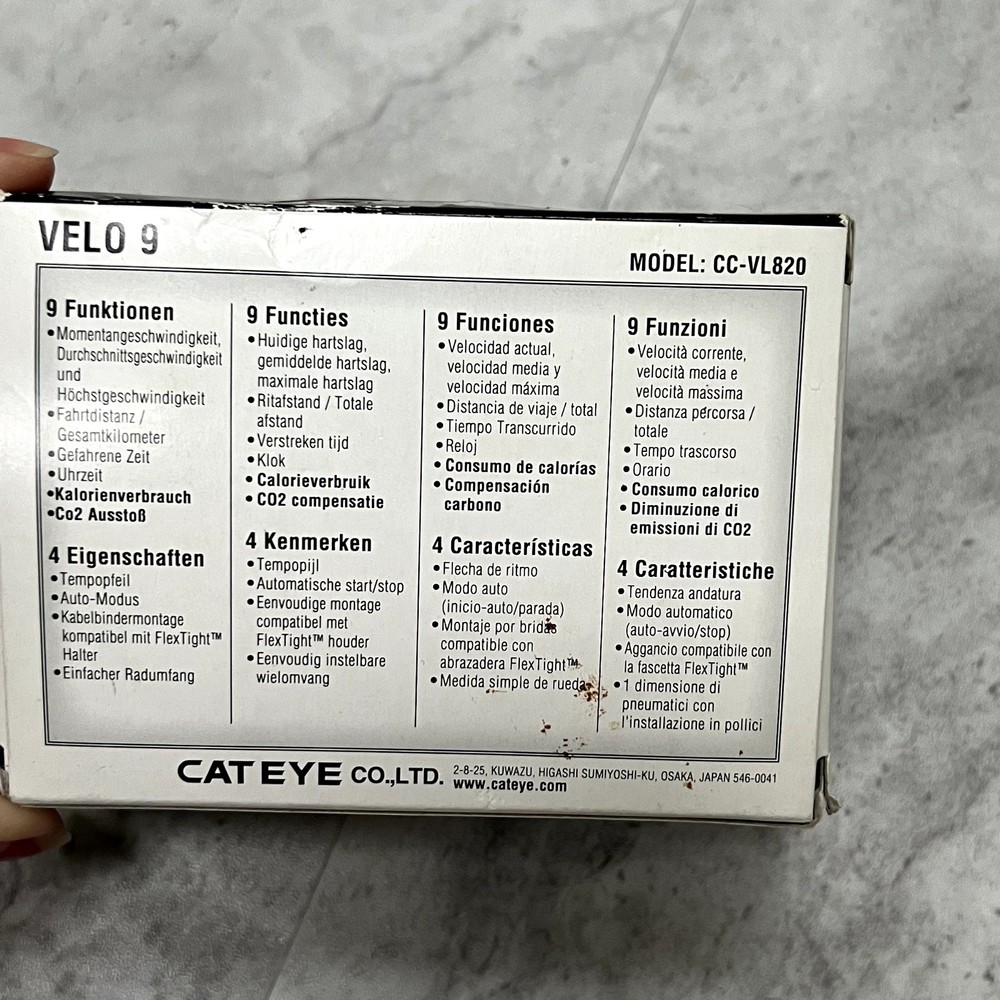 Cateye Velo 9 CC-VL820 White Digital Function Wired Cycle Computer NIB