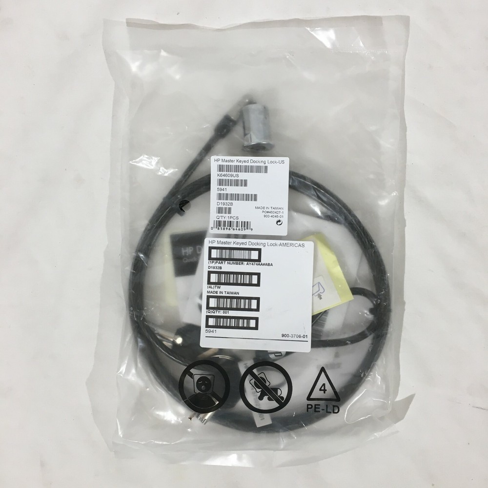HP Master Keyed Docking Lock AY474AA#ABA Keys & Lock - New, Sealed