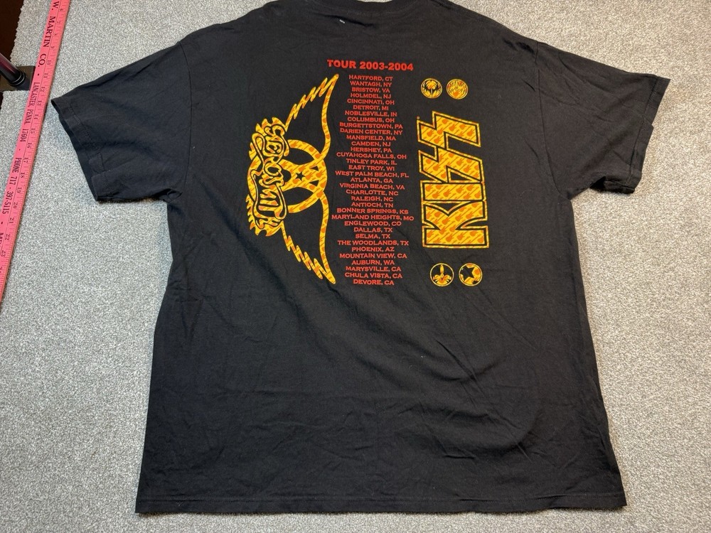 KISS & Aerosmith - Tour 2003-2004 Concert 2-Sided T-Shirt 2XL Black