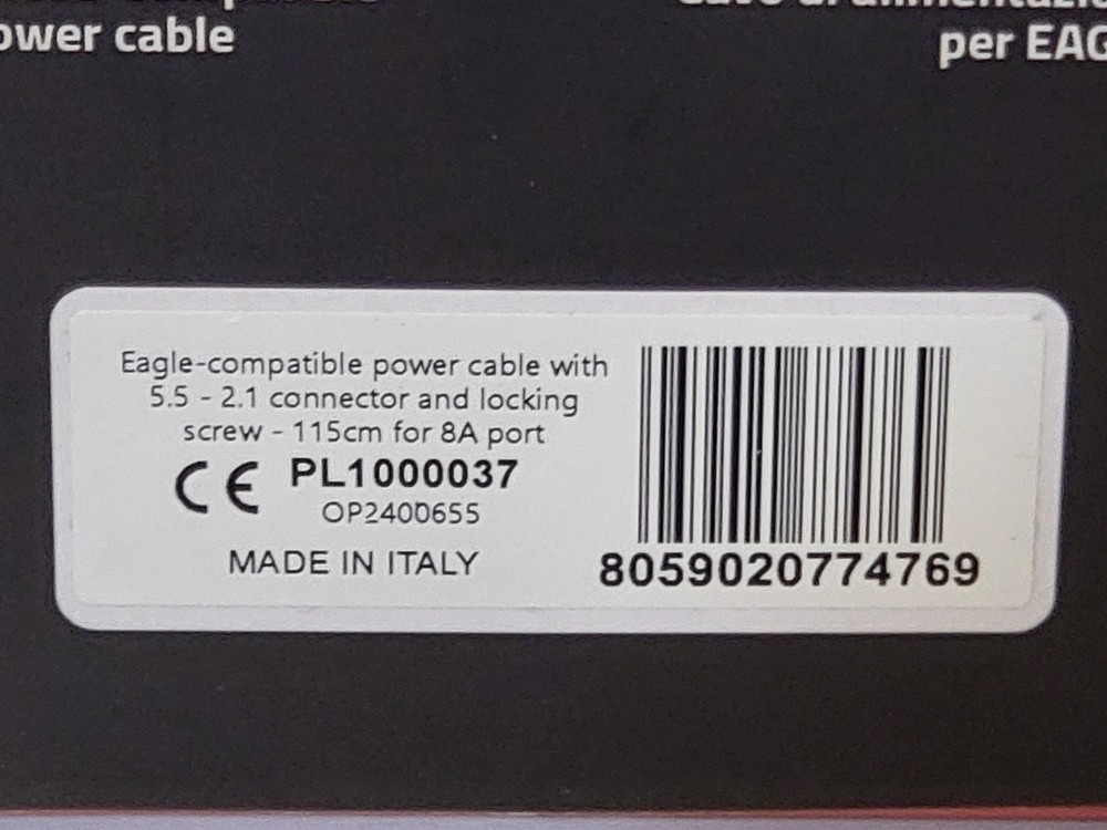 PRIMALUCELAB EAGLE-COMPATIBLE POWER CABLE WITH 5.5 - 2.1 CONNECTOR & LOCK SCREWS