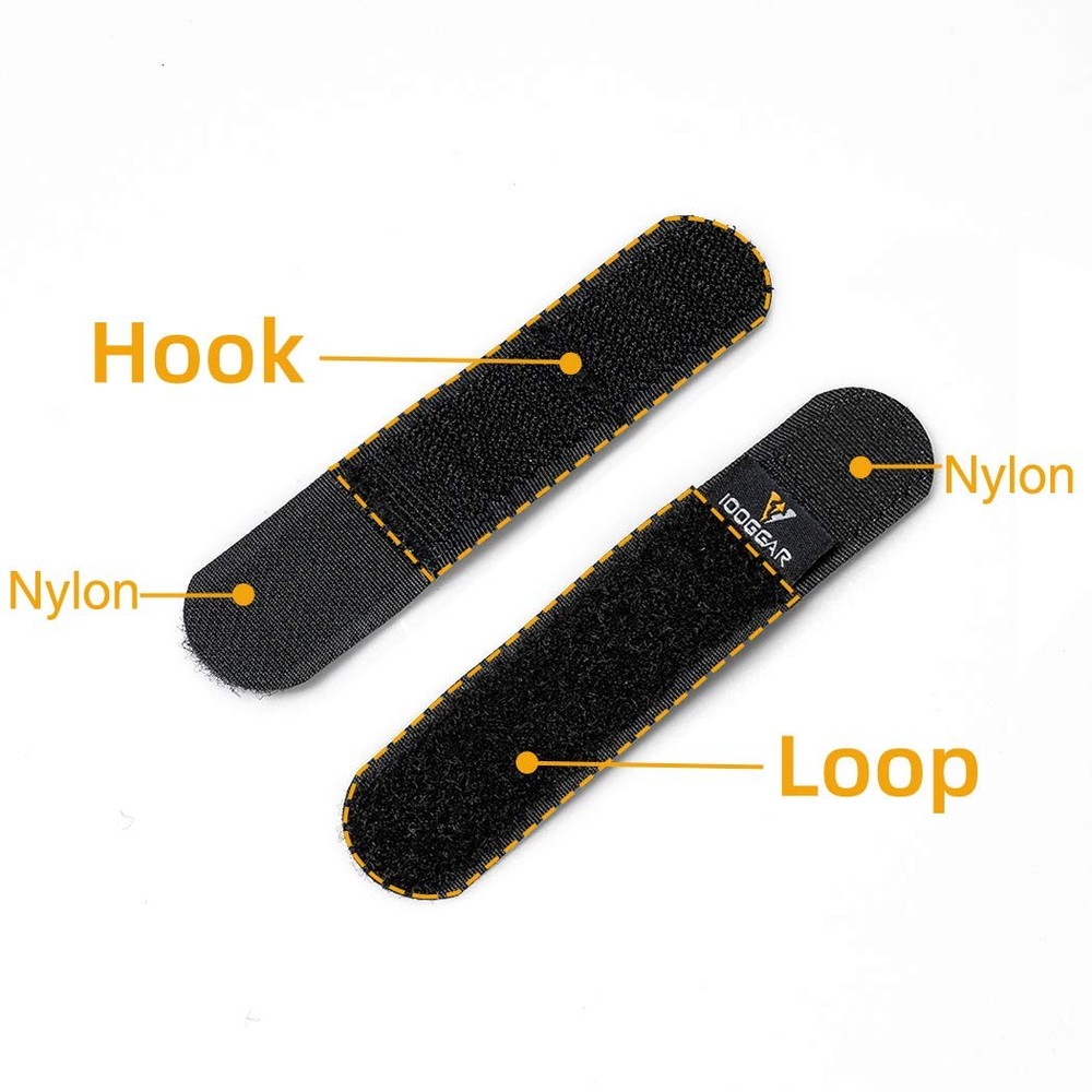 IDOGEAR Tactical Hook Loop Reusable Straps Black - 2 Small + 2 Medium 4 pcs