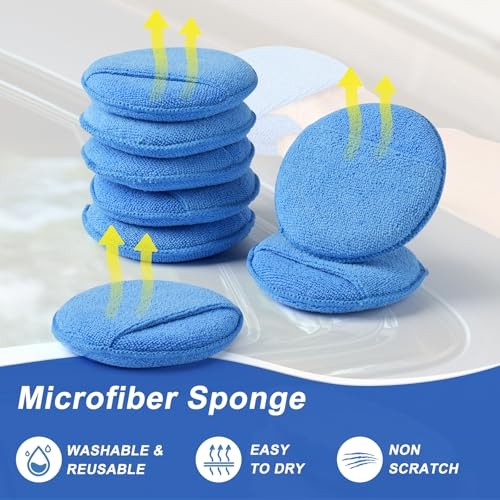 Wax Applicator Pad (8 Pack), 5 Inch Microfiber Applicator Pad with Finger