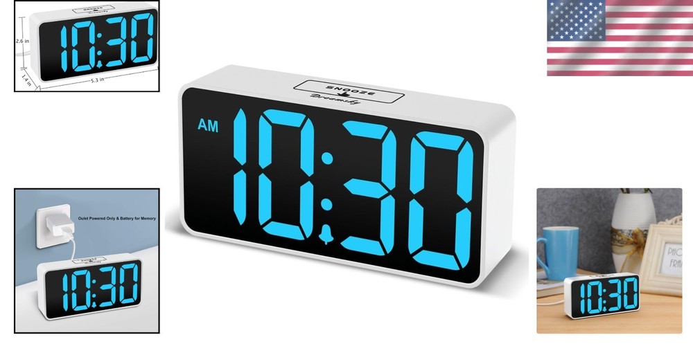 Sleek Digital Bedside Alarm Clock with Nightlight & Power Backup Features