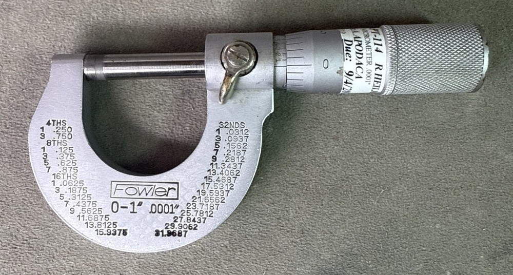 FOWLER Micrometer - 0-1" Range, .0001"