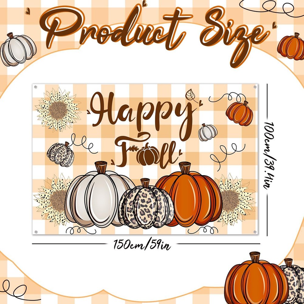 Happy Fall Backdrop Extra Large Thanksgiving Fall Party Decorations Fall Harv...