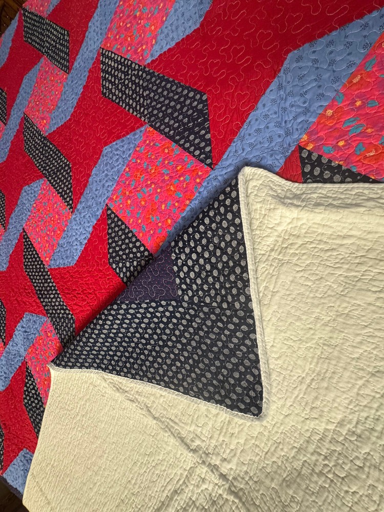 King Size Machine Pieced And quilted Patchwork Quilt #6A-1-3