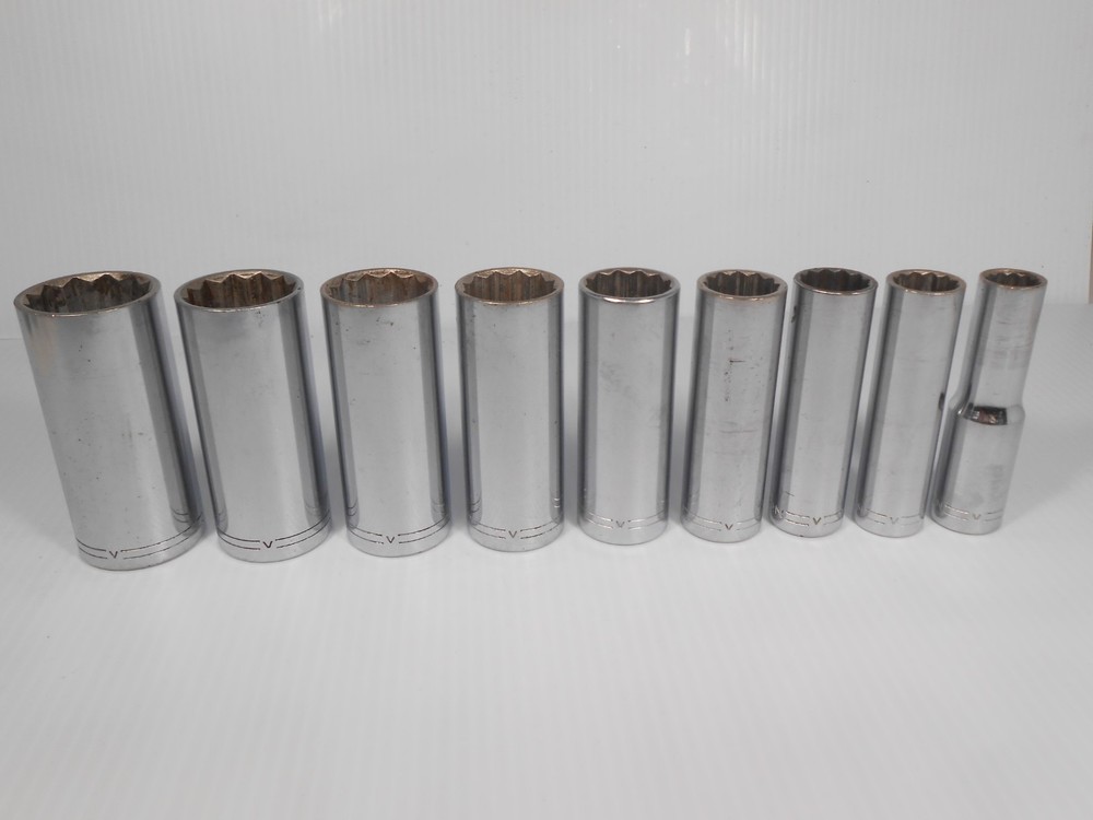 Vintage Craftsman 9 pc. 1/2" Drive 12 pt. SAE Deep Socket Set