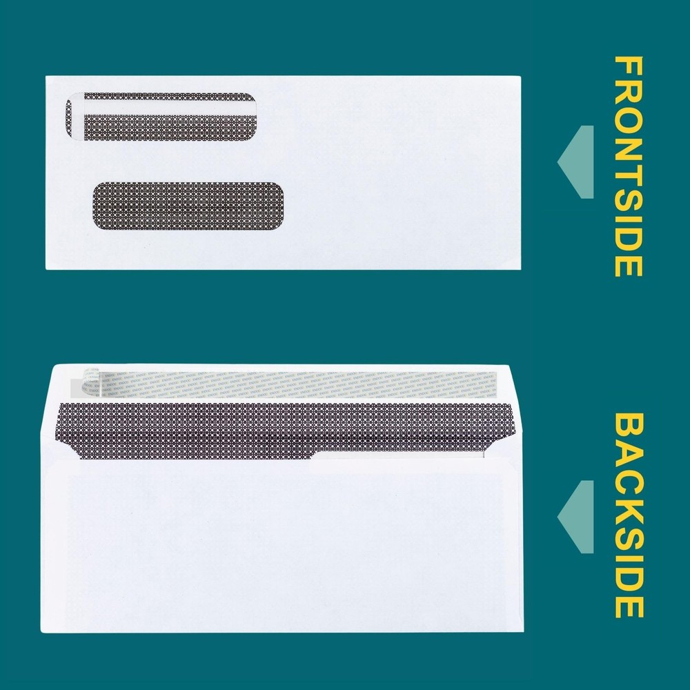 EnDoc #8 Double Window Envelopes Self Seal - Security Check Envelopes - 80 Co...
