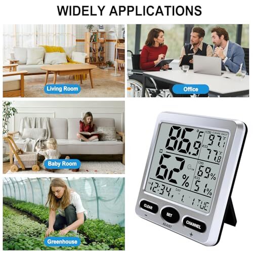 Hygrometer Thermometer Room Temperature Humidity Meter with Large Display,