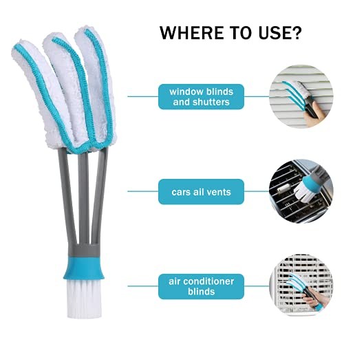 Window Cleaner Duster Brush with 5 Microfiber Sleeves, Cleaning Blind Duster