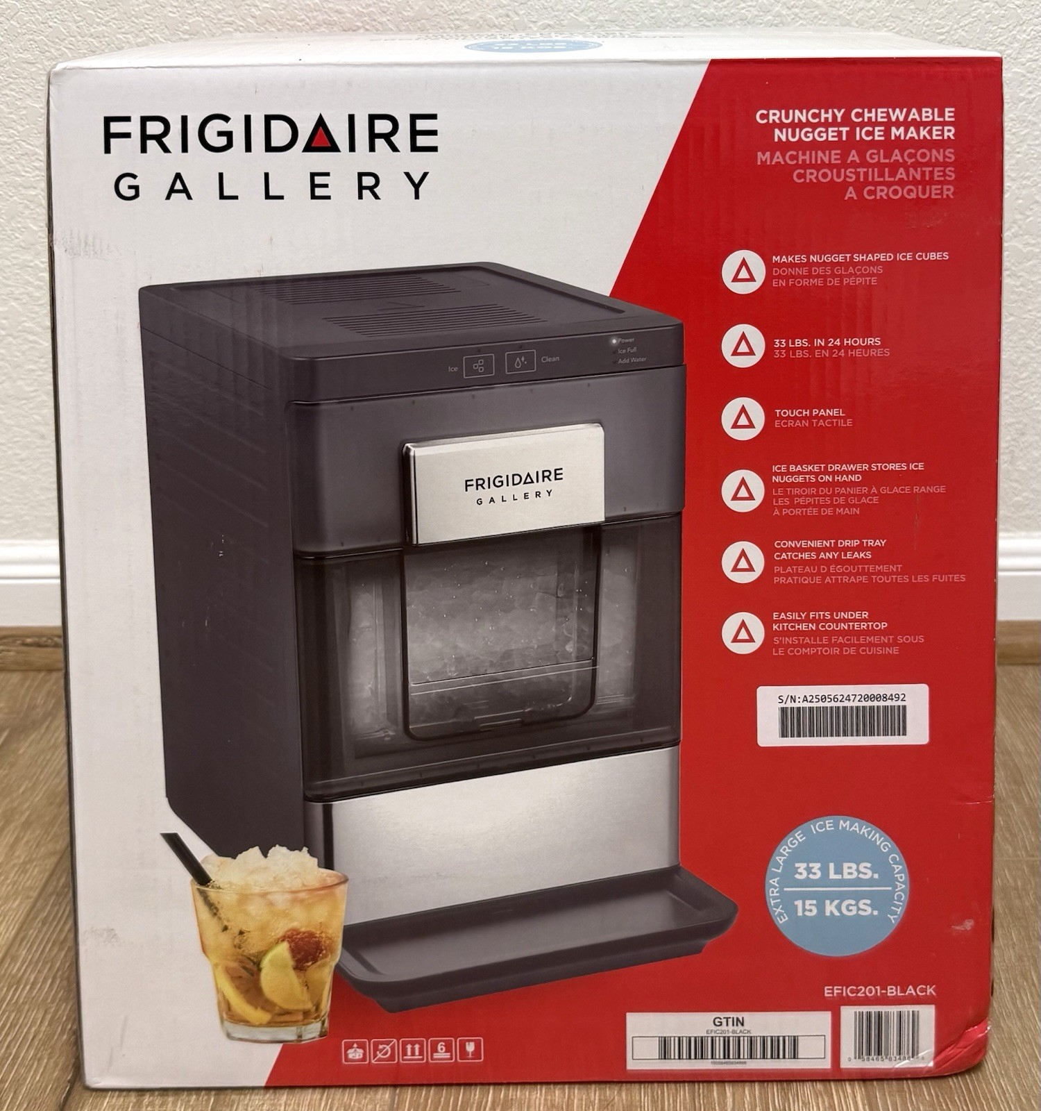 FRIGIDAIRE GALLERY 33 Lb Countertop Nugget Ice Maker EFIC201-Black Touch Control