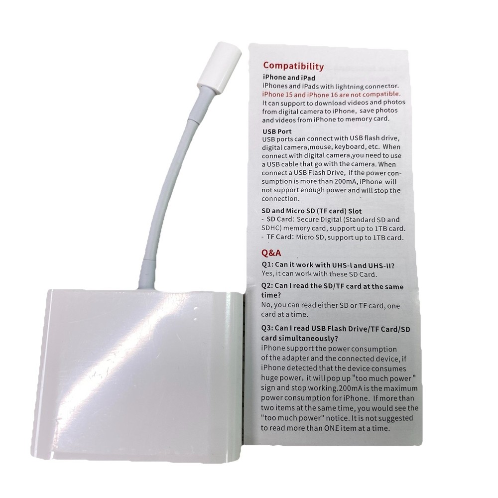 SZHAIYIJIN SD Card Reader For iPhone-Memory Reader USB Plug&Play Trail Camera