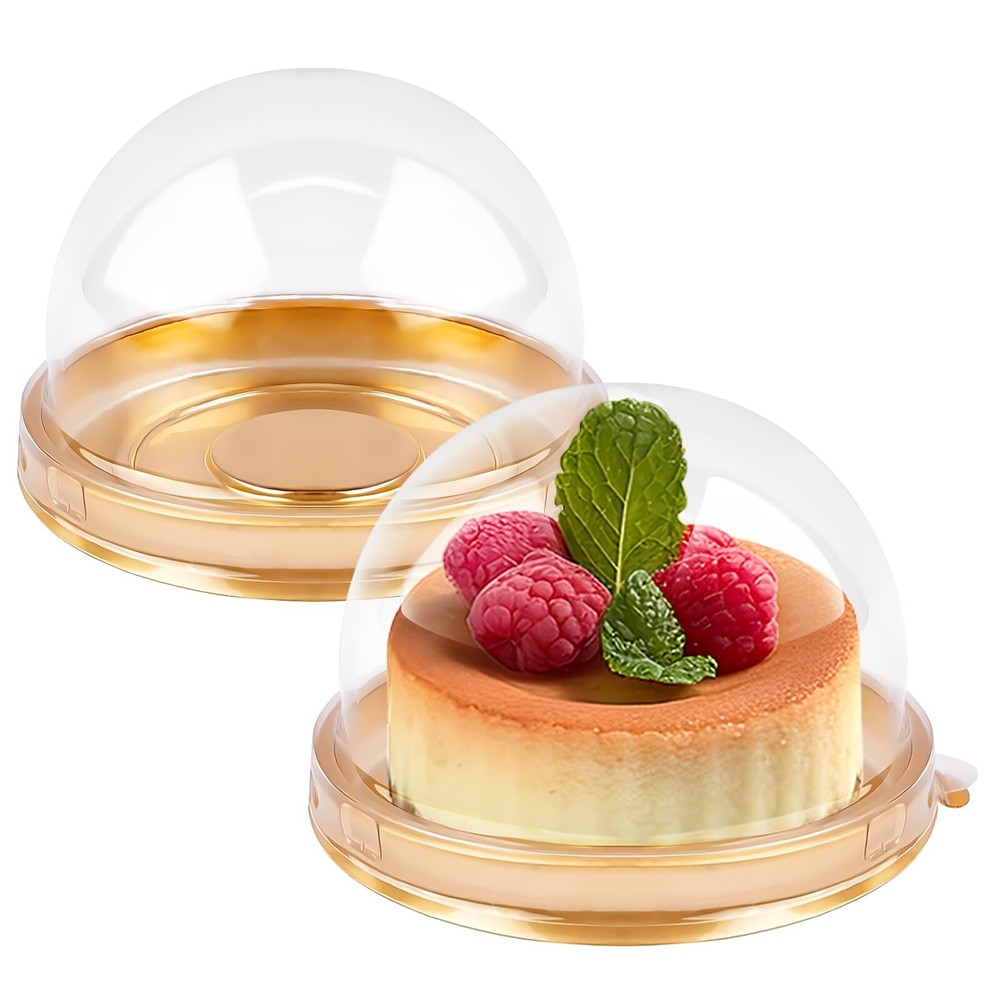 50 Pack Mini Bundt Cake Containers, Clear Plastic Small Cupcake Boxes with Dome