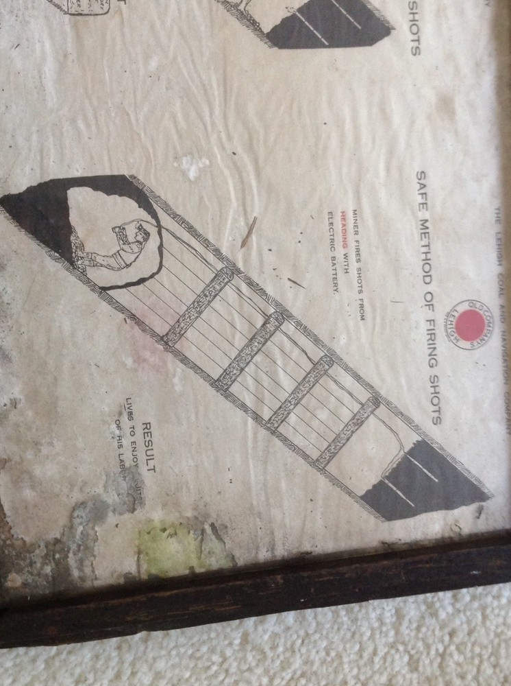 Lehigh Coal & Navigation Co. ORIGINAL Warning Safety Poster, Original Frame