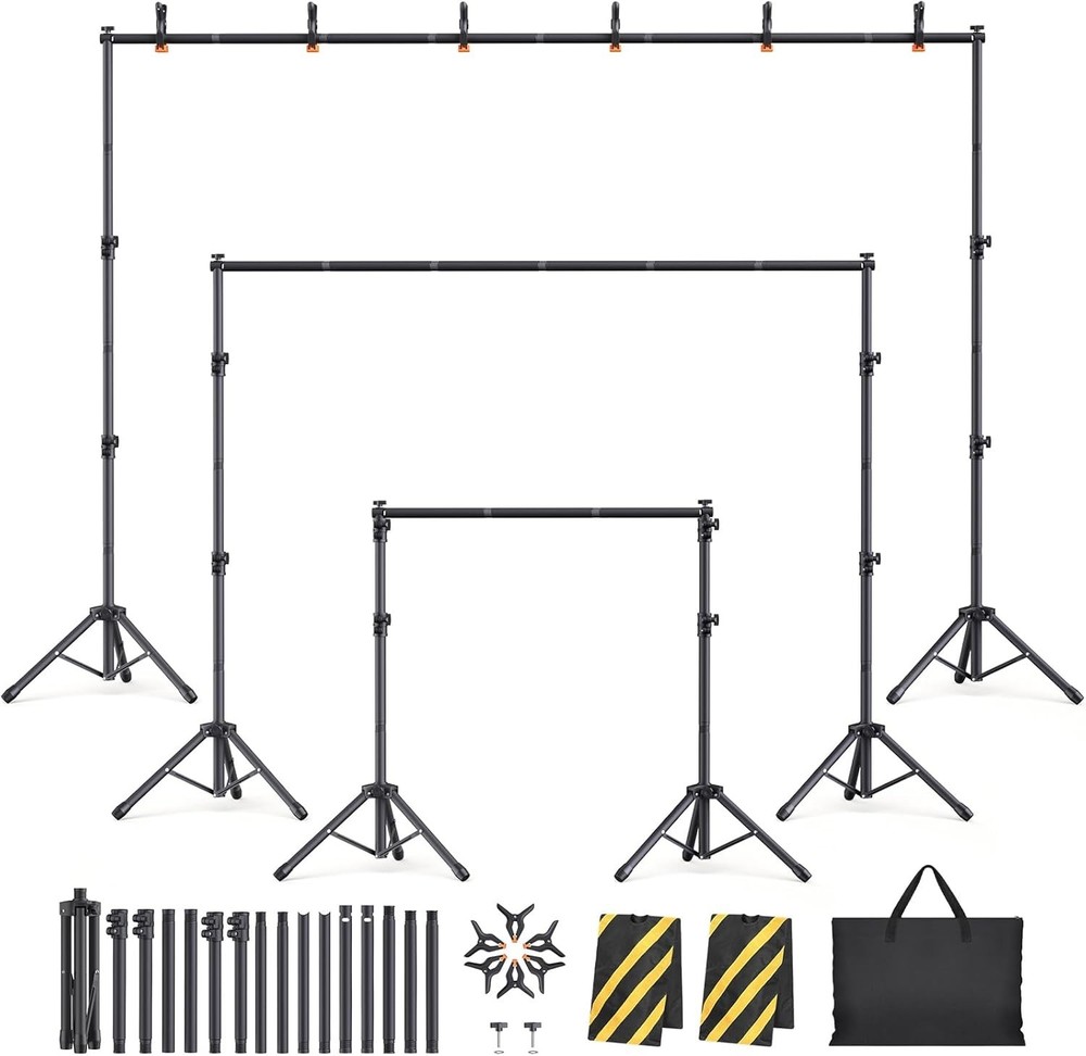 Backdrop Stand Kit - 6 Widths, 10x7.5ft Adjustable Background Stand for Parti...