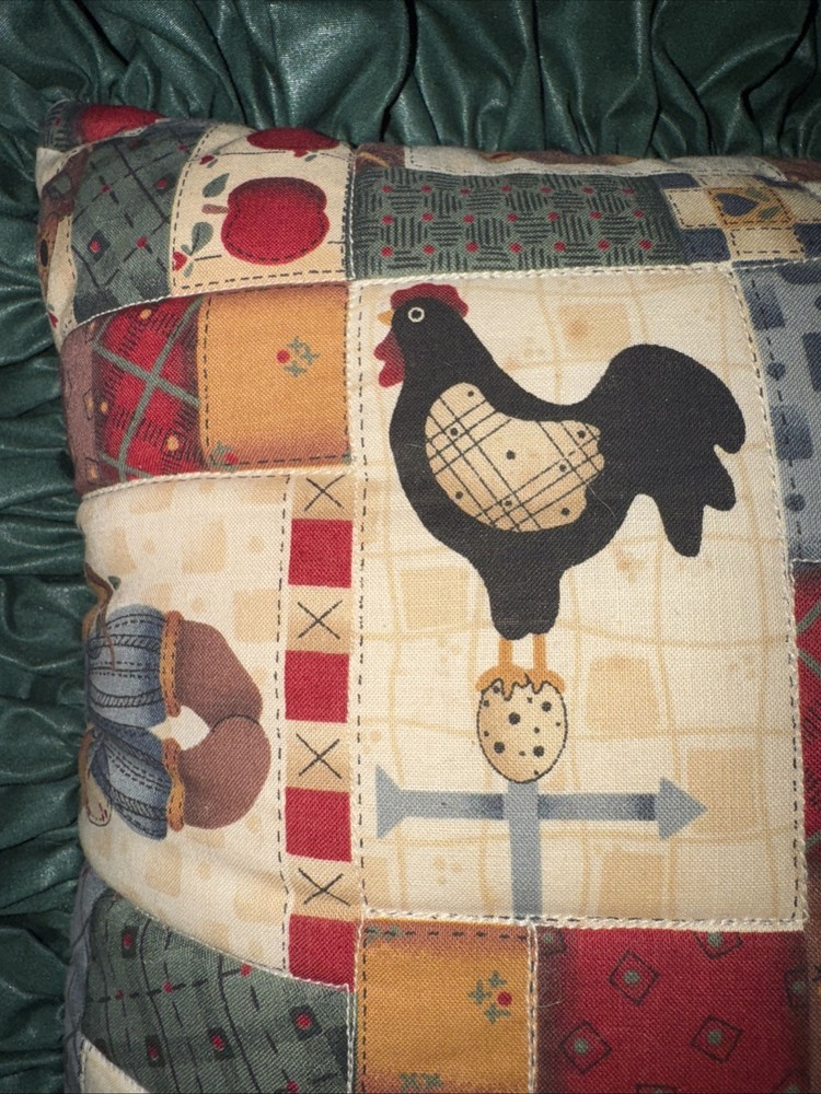 Country Ruffled Patchwork Throw Pillow Hand Sewn