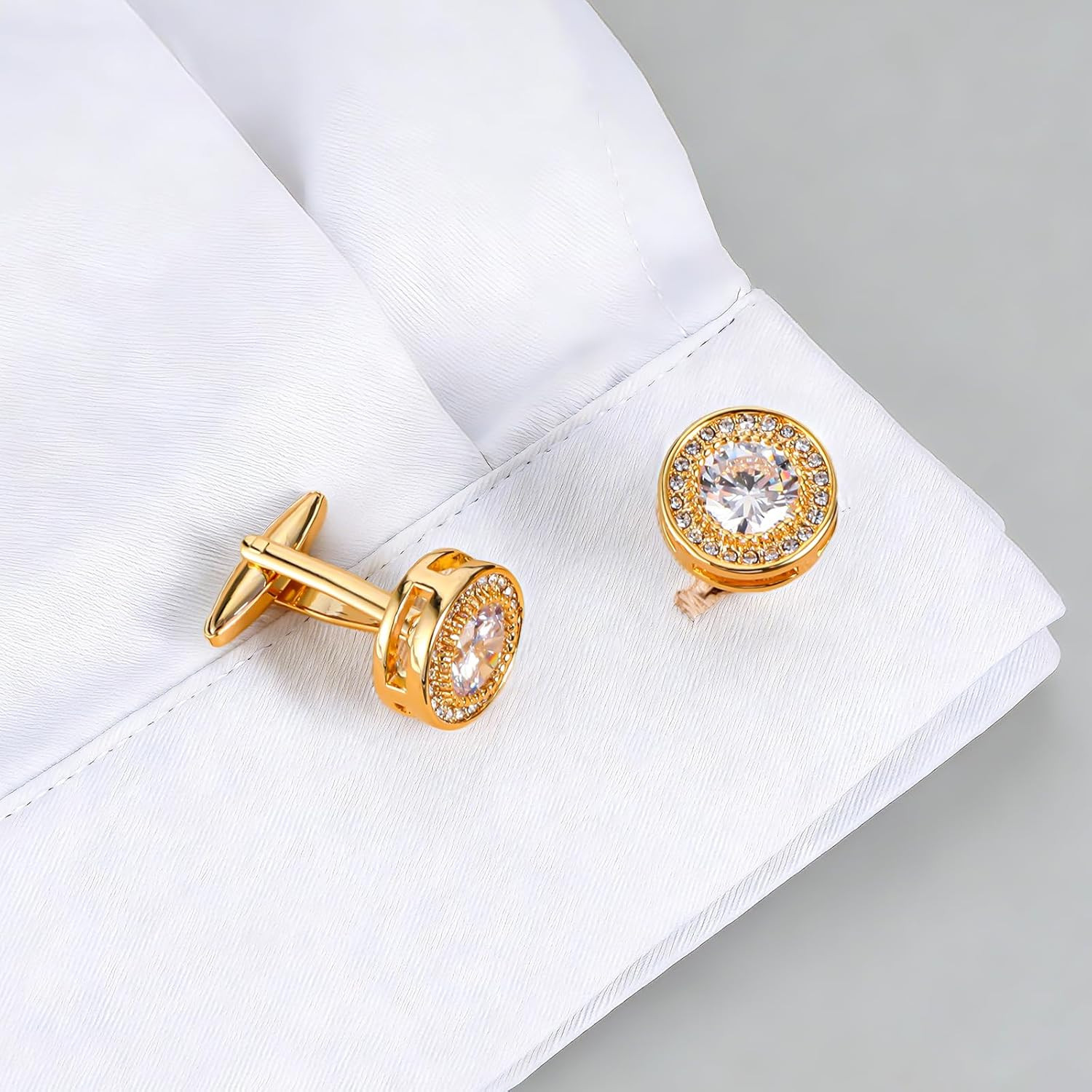 Cufflinks for Men Cuff Links Diamond Crystal Cuff Mens Personalized Classic roun