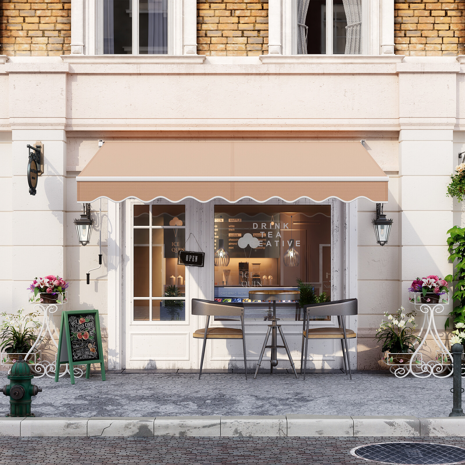 10'x 8' Retractable Awning Aluminum Patio Sun Shade Awning Cover w/Crank Handle